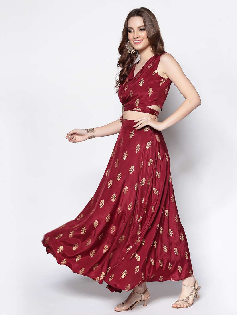 maroon art silk straight lehenga - 18081212 -  Standard Image - 1