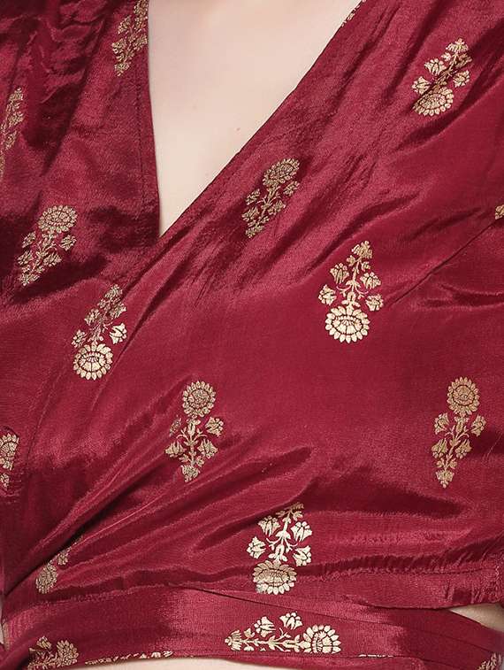 maroon art silk straight lehenga - 18081212 -  Standard Image - 4