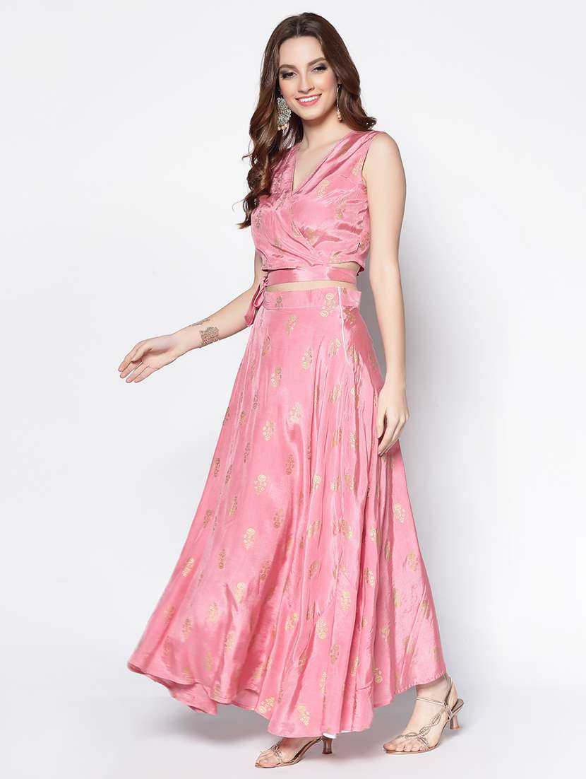 pink art silk flared lehenga - 18081213 -  Standard Image - 1