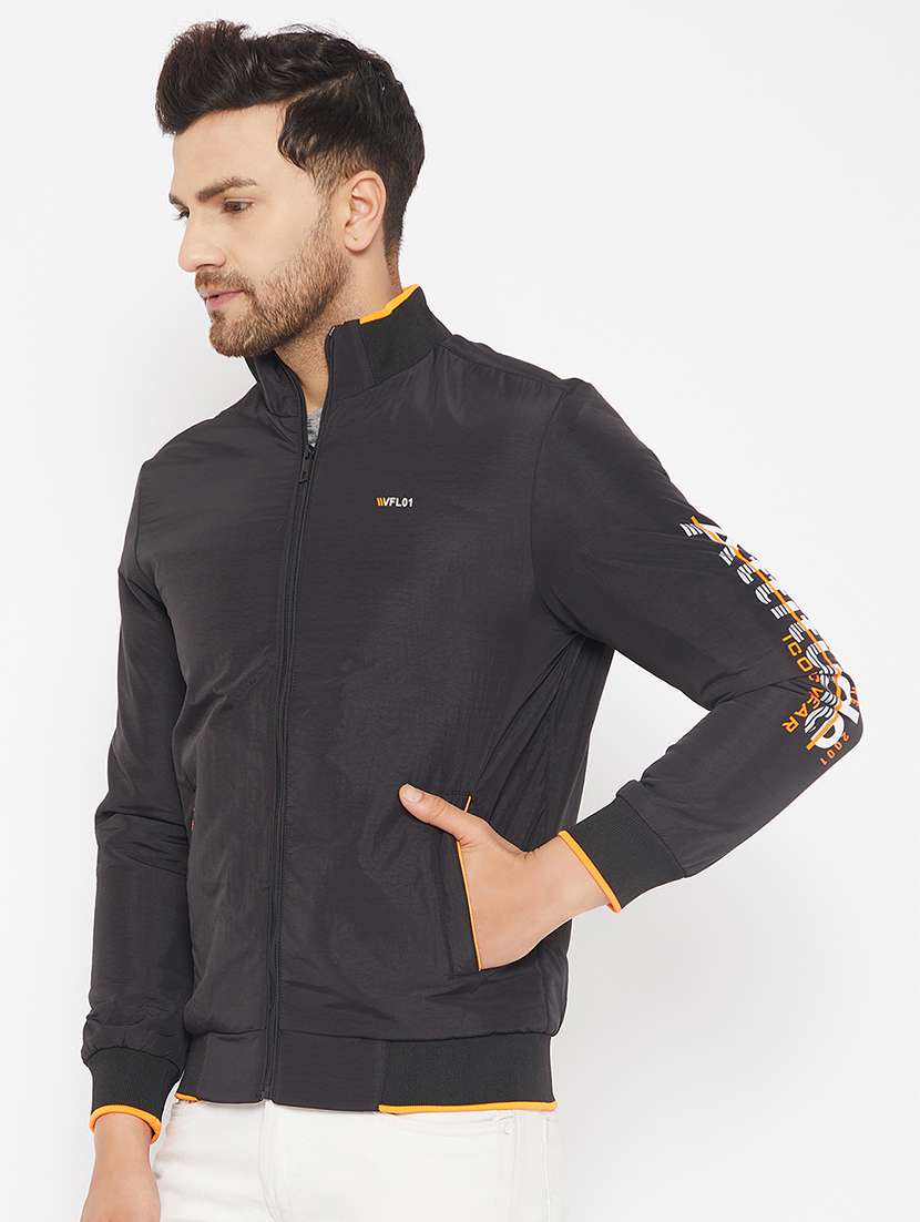 black solid bomber jacket - 18081399 -  Standard Image - 1