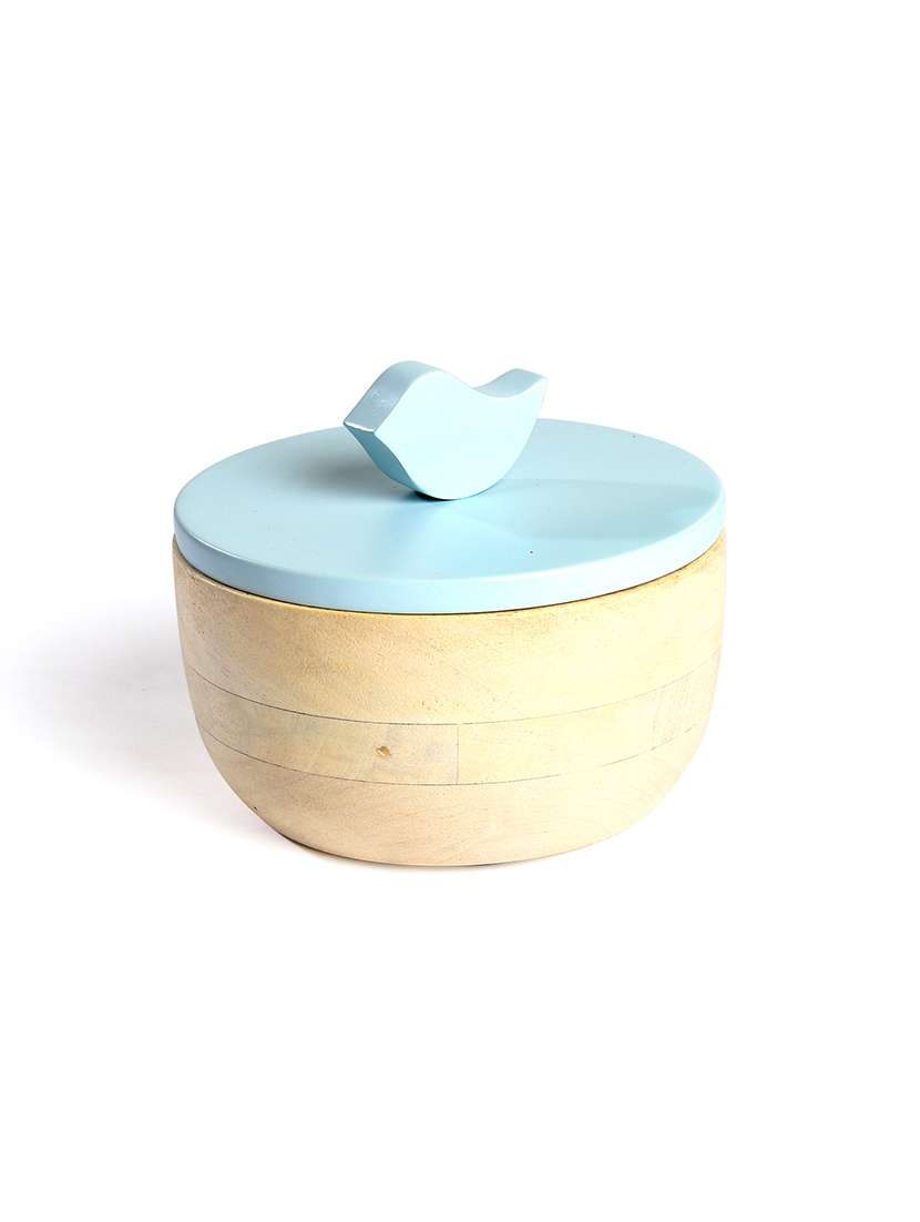 fireflies timeless blue mango wooden container (pack of 1, timeless blue)