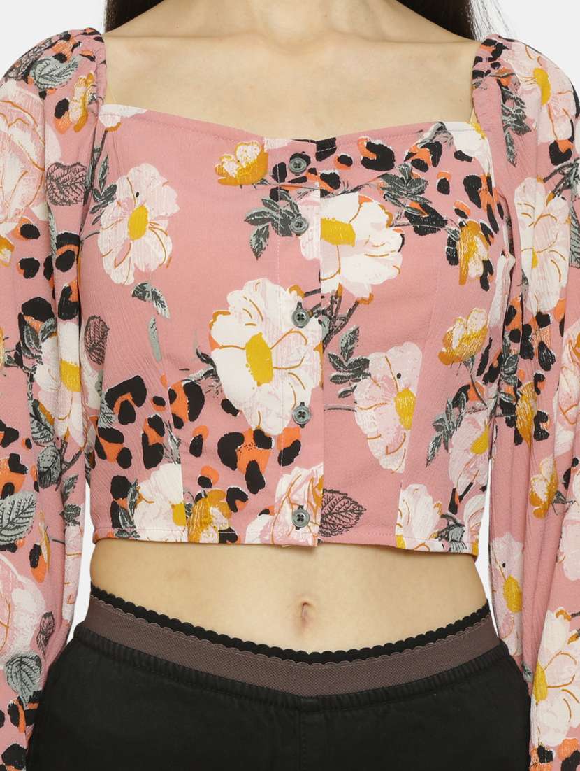 women's crop square neck top - 18082085 - Standard Image - 4