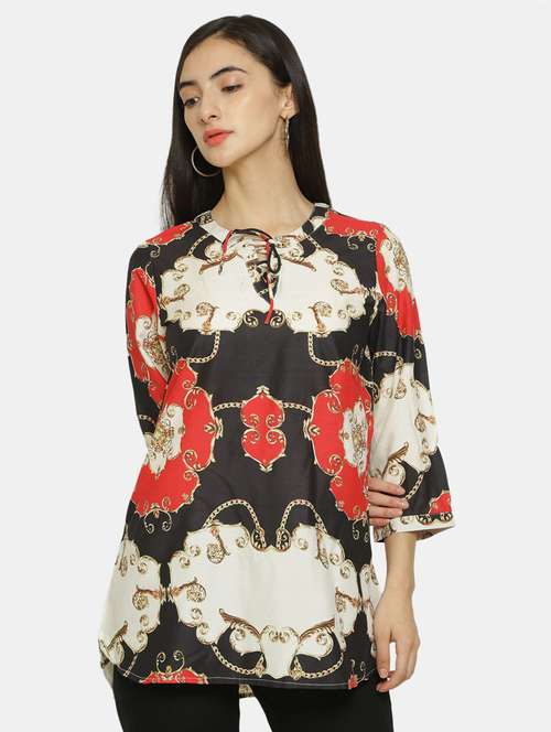 women's straight tie-up neck top - 18082088 -  Standard Image - 0