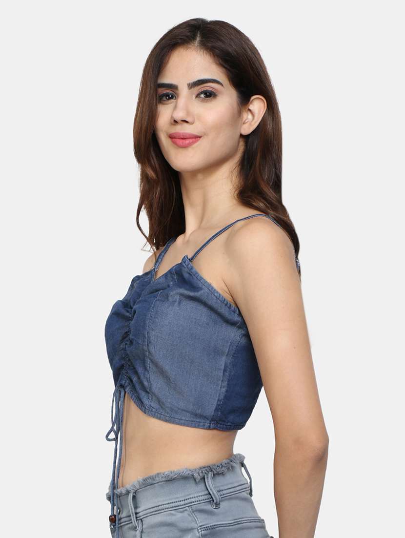 women's crop shoulder strap top - 18082089 -  Standard Image - 1