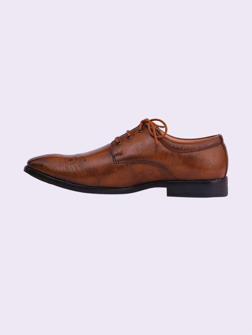 tan leatherette laceup brouges - 18082128 - Standard Image - 1
