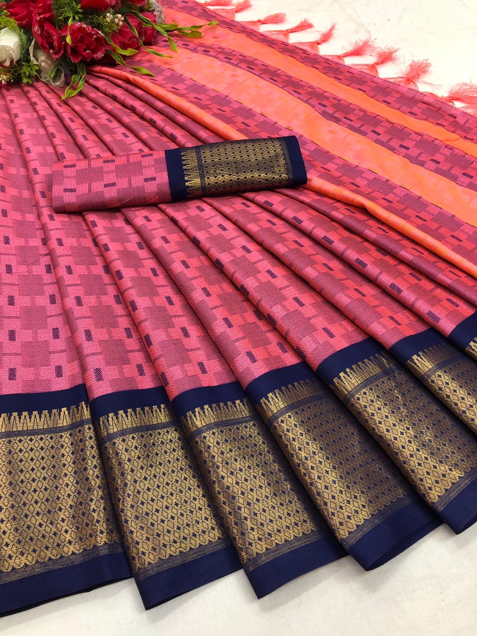 cotton silk mina designer saree  - 18082193 -  Standard Image - 1