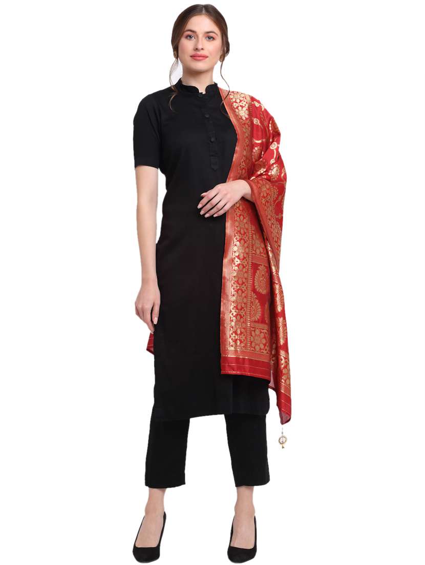 red silk dupatta