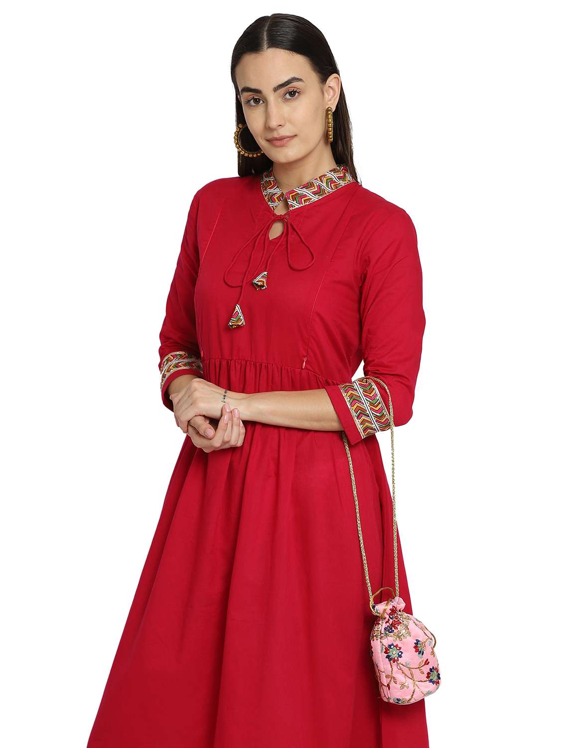 pink cotton polyester blend ethnic potli - 18082799 -  Standard Image - 4