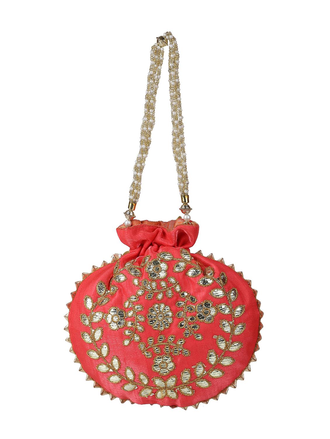 pink cotton polyester blend ethnic potli - 18082804 -  Standard Image - 1