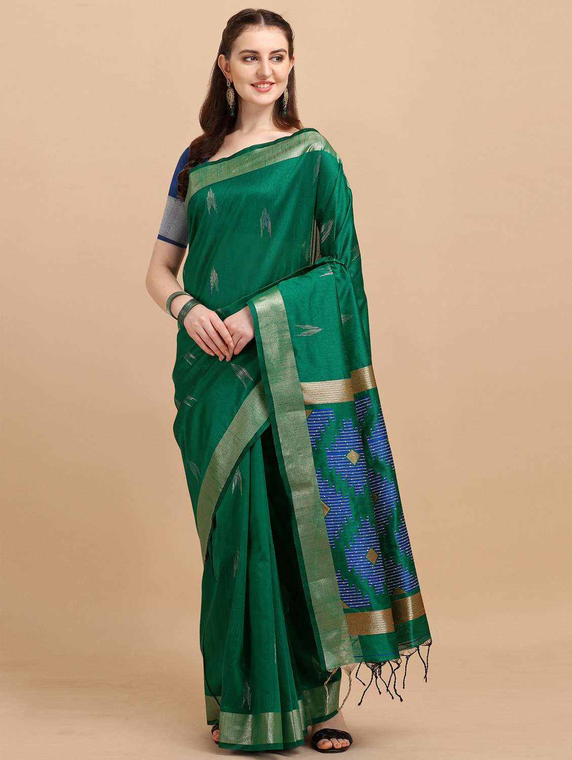 self design handloom saree with blouse