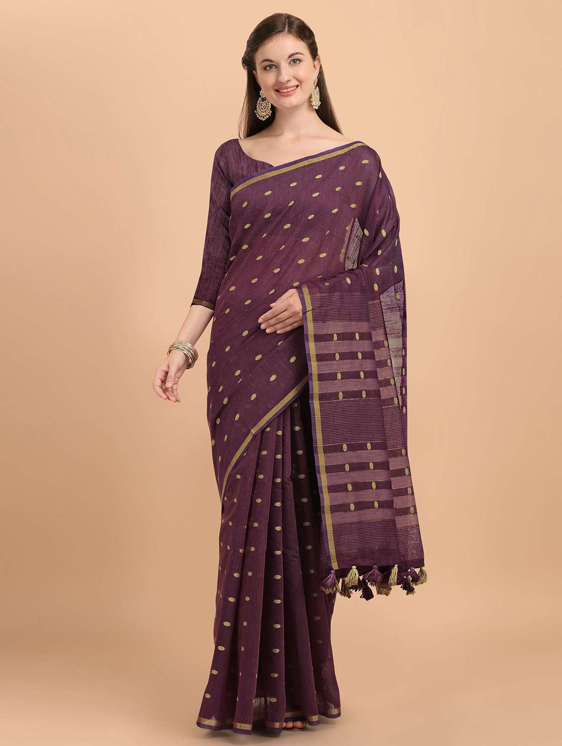 self design handloom saree with blouse