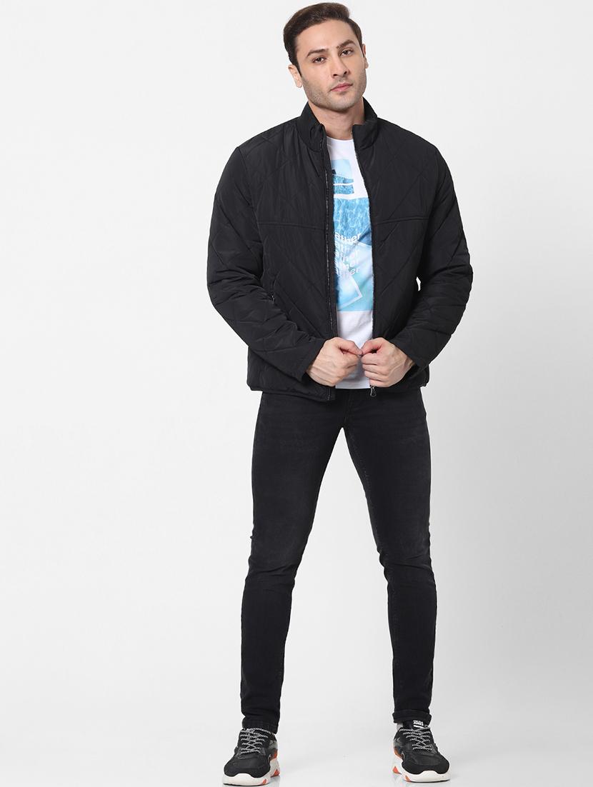black solid bomber jacket - 18083805 - Standard Image - 4