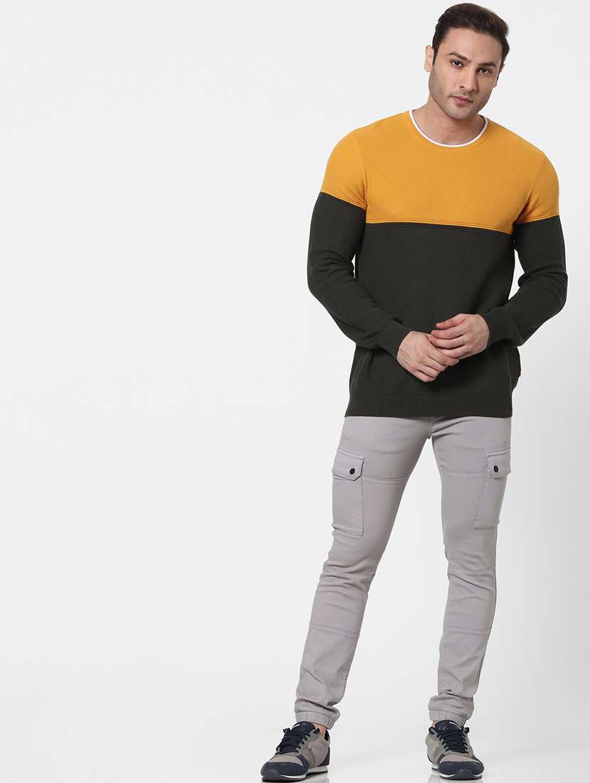 yellow color block pullover - 18083832 - Standard Image - 4