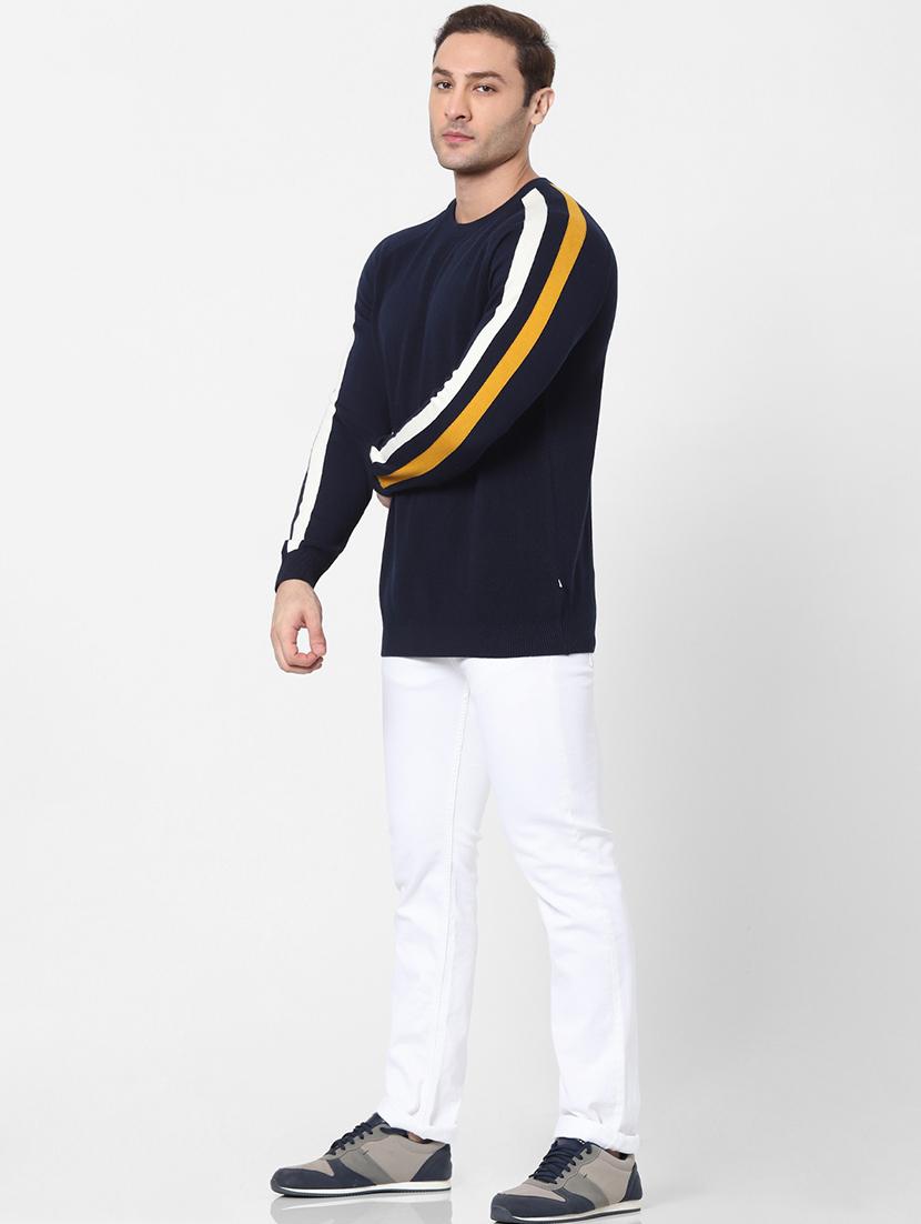 navy blue side taped pullover - 18083847 - Standard Image - 4