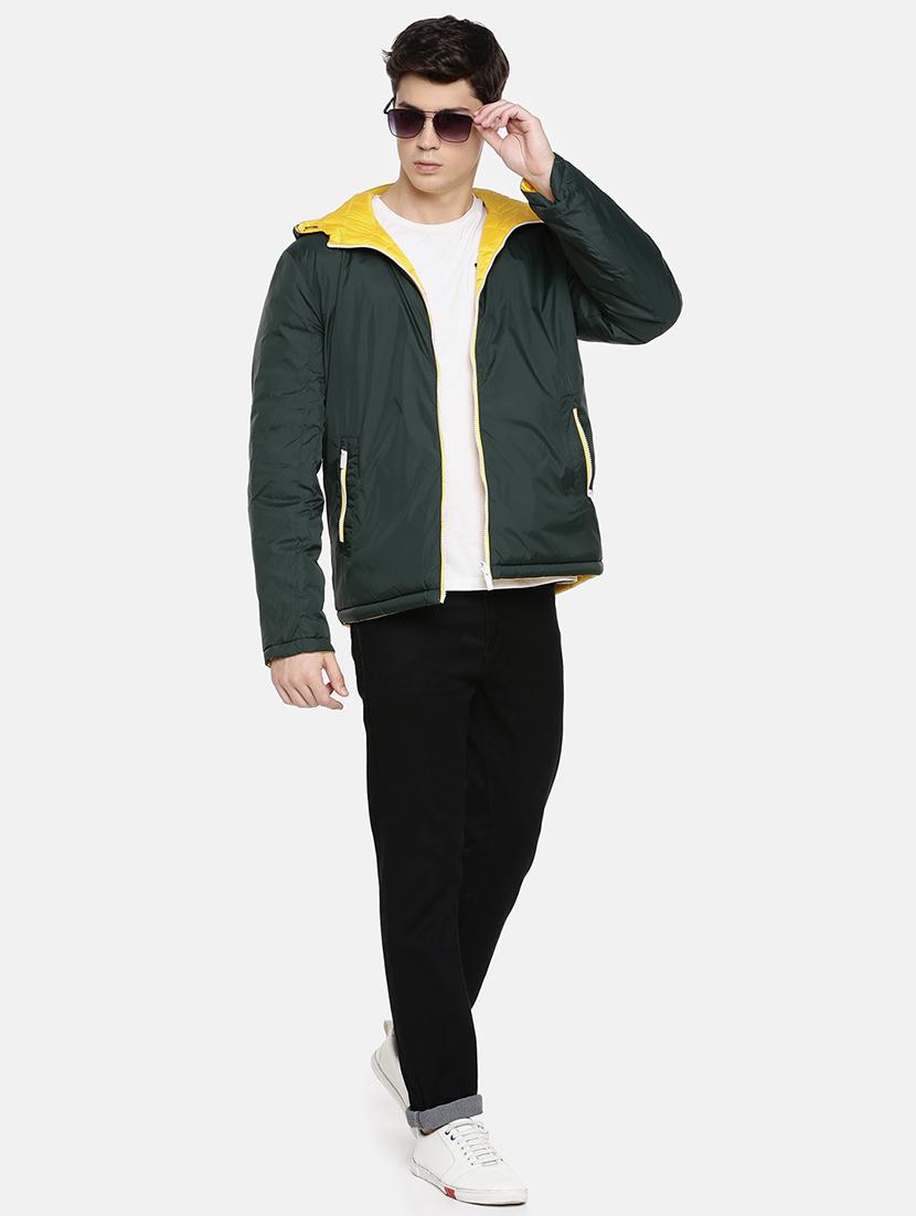 green solid quilted jacket - 18083848 - Standard Image - 4