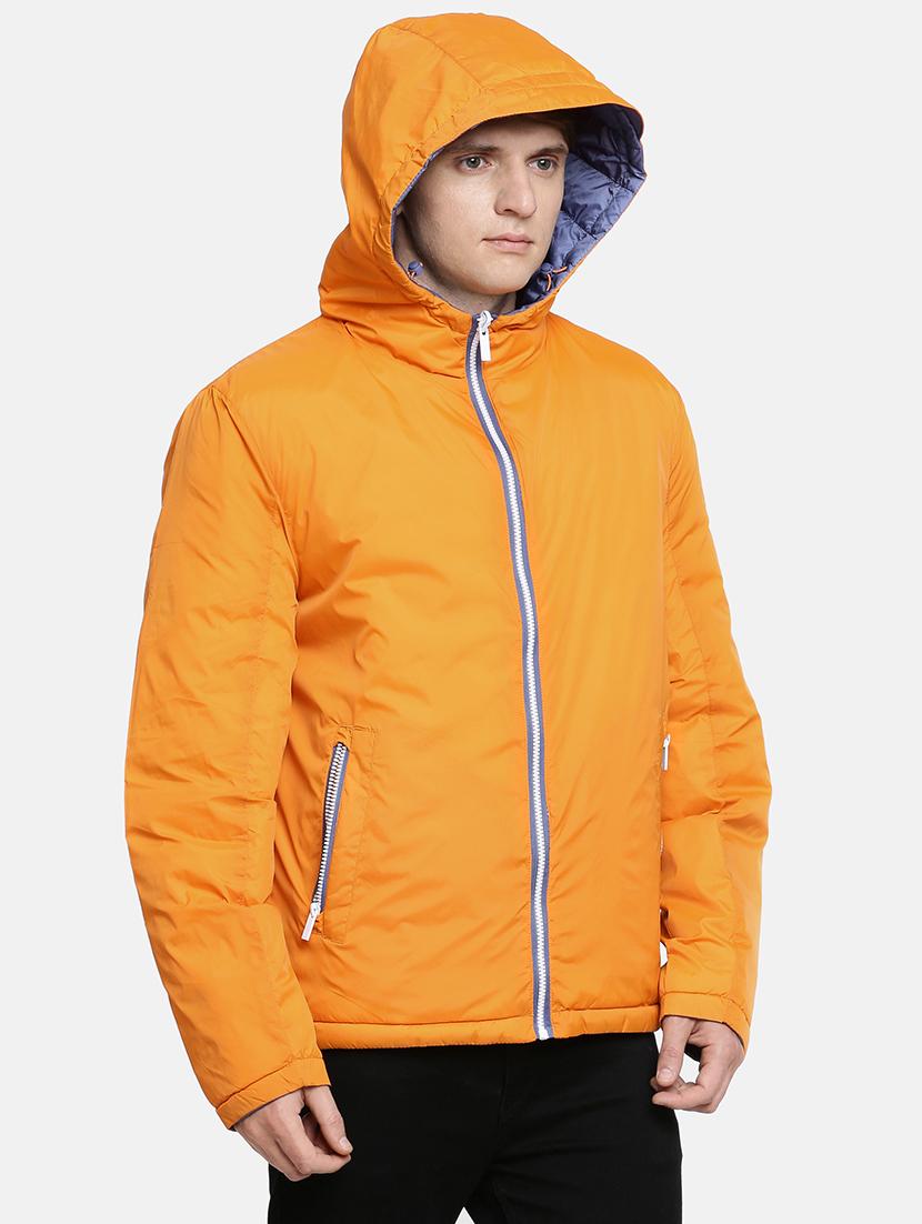 orange solid quilted jacket - 18083849 - Standard Image - 1