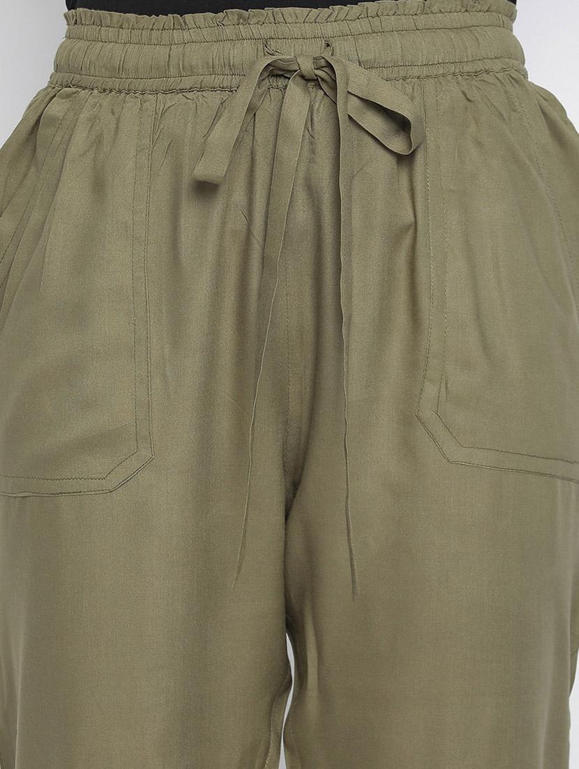 tie front solid flat front trouser - 18105906 - Standard Image - 4