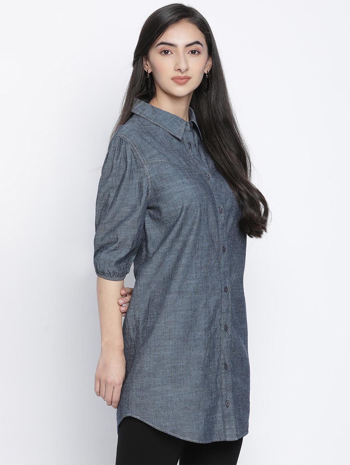 grey solid regular tunic - 18105930 - Standard Image - 1