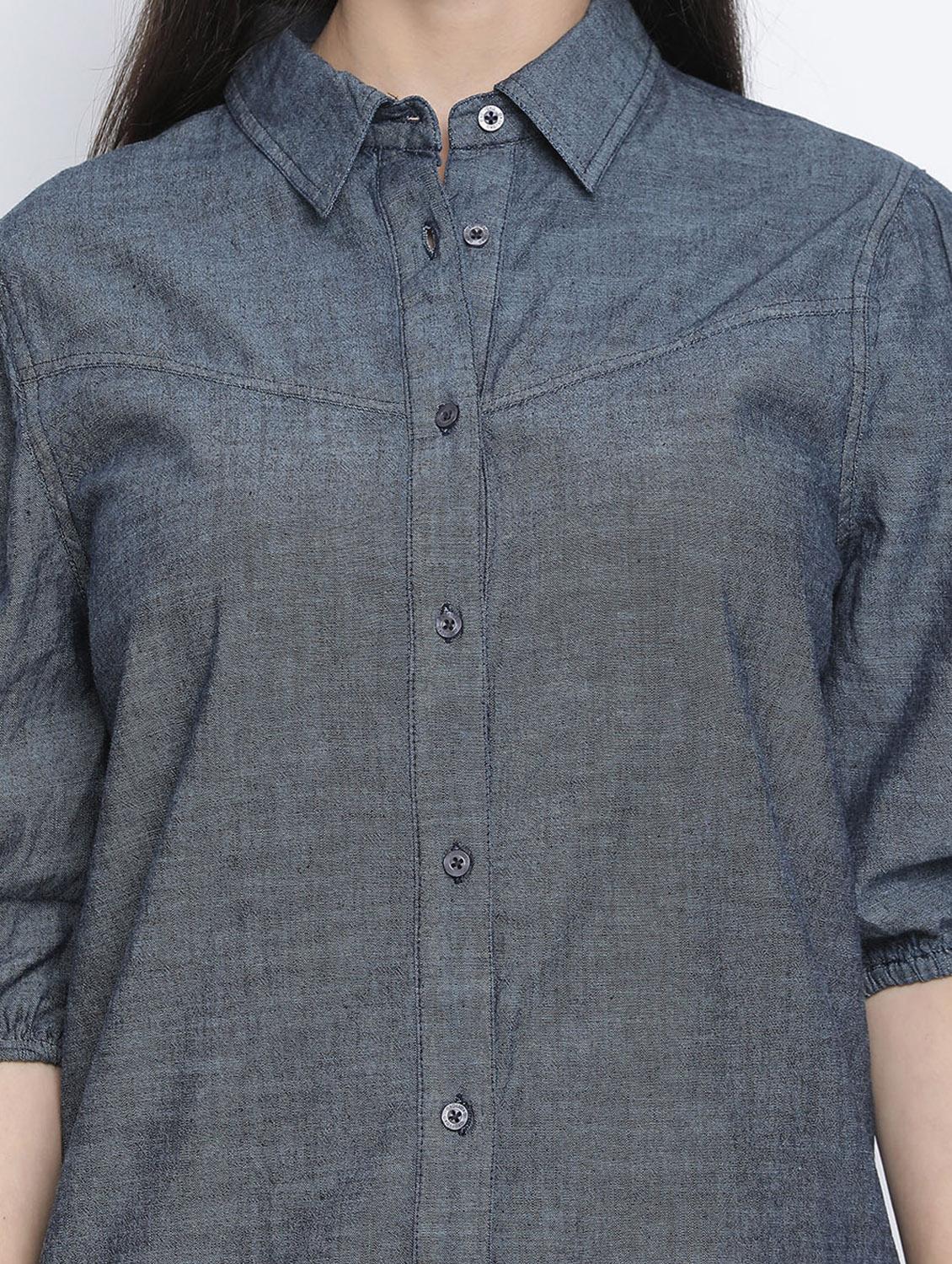 grey solid regular tunic - 18105930 - Standard Image - 4
