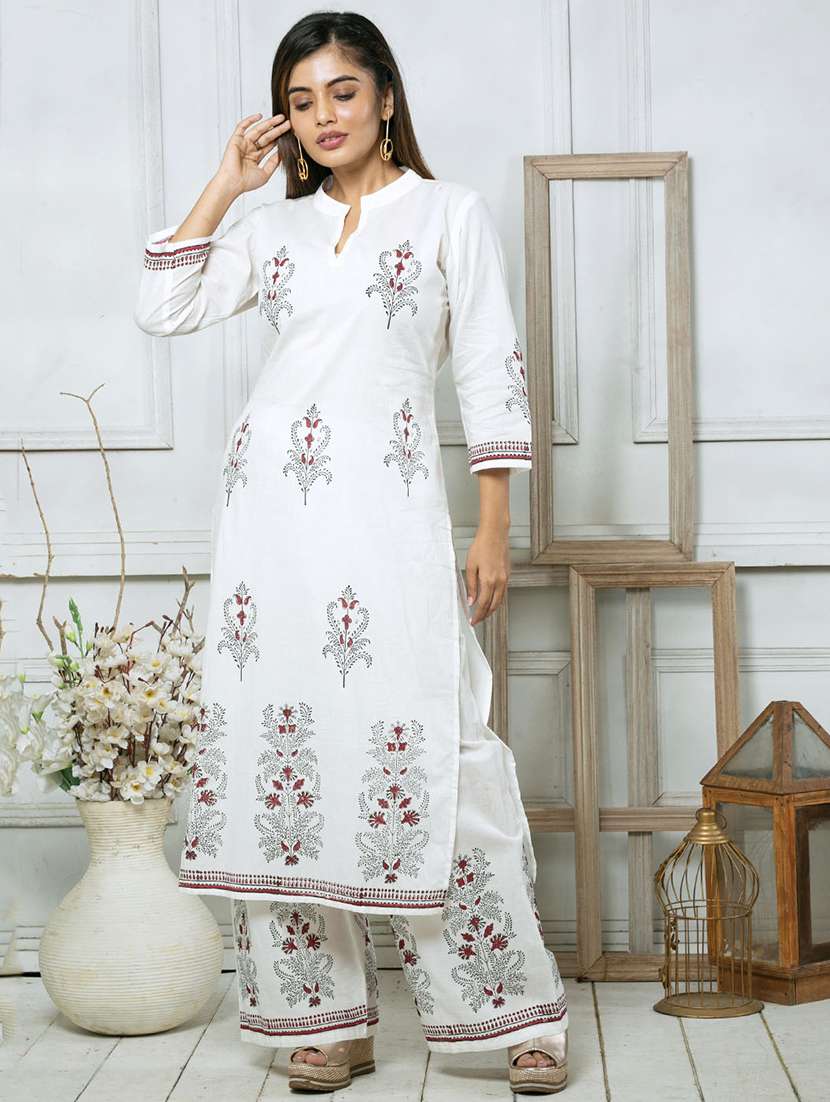 white cotton straight kurta
