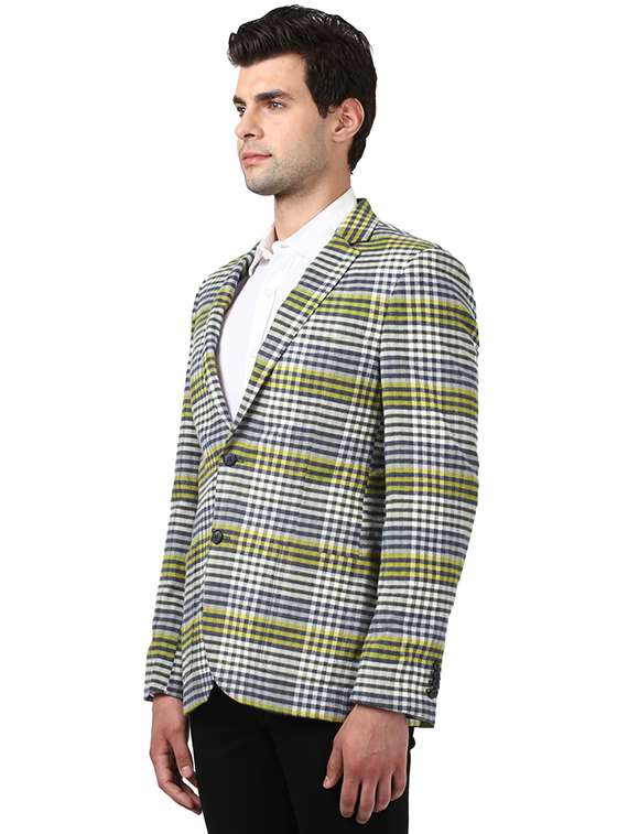 grey checkered casual blazer - 18108176 -  Standard Image - 1