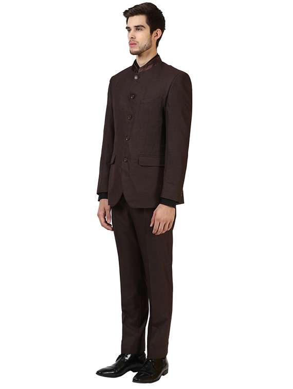 Buy online Brown Color Men's Formal Safari Suit from top wear for