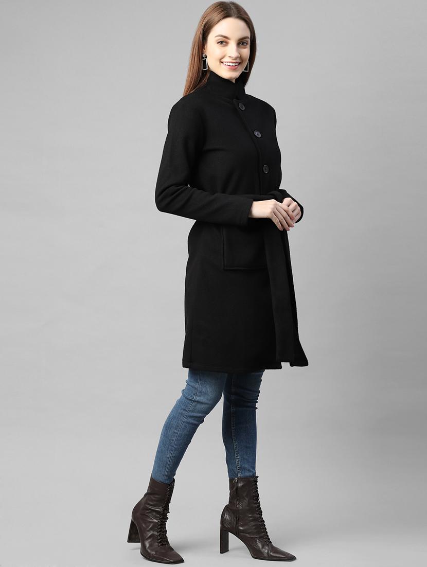 black tie front solid trench coat - 18109903 - Standard Image - 1