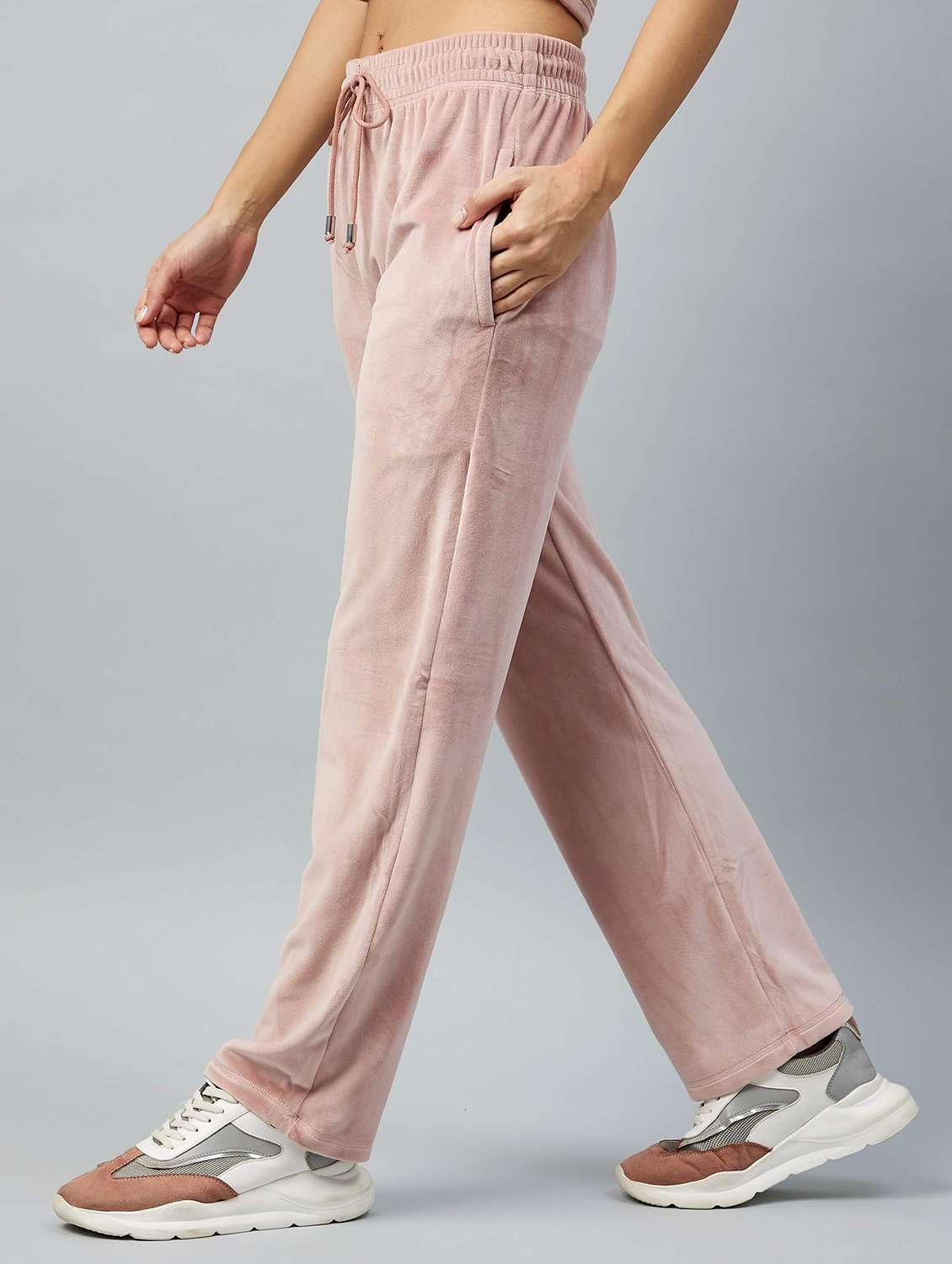 mid rise solid track pant - 18110251 -  Standard Image - 1