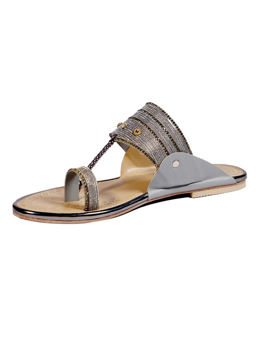 grey synthetic slip on sandals - 18111302 -  Standard Image - 1