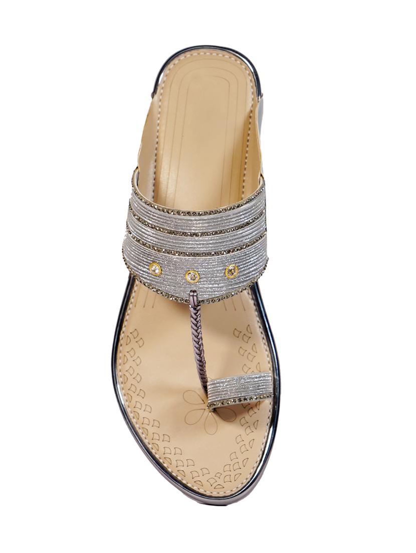 grey synthetic slip on sandals - 18111302 - Standard Image - 4