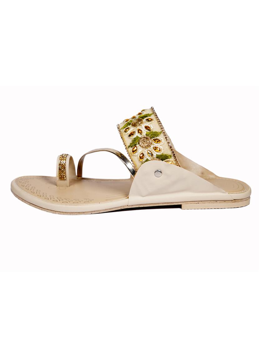 beige synthetic slip on sandals - 18111303 - Standard Image - 1