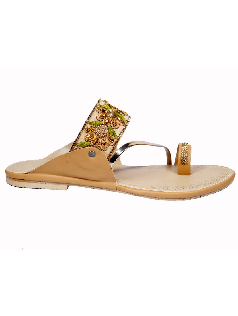 tan synthetic slip on sandals - 18111305 - Standard Image - 1