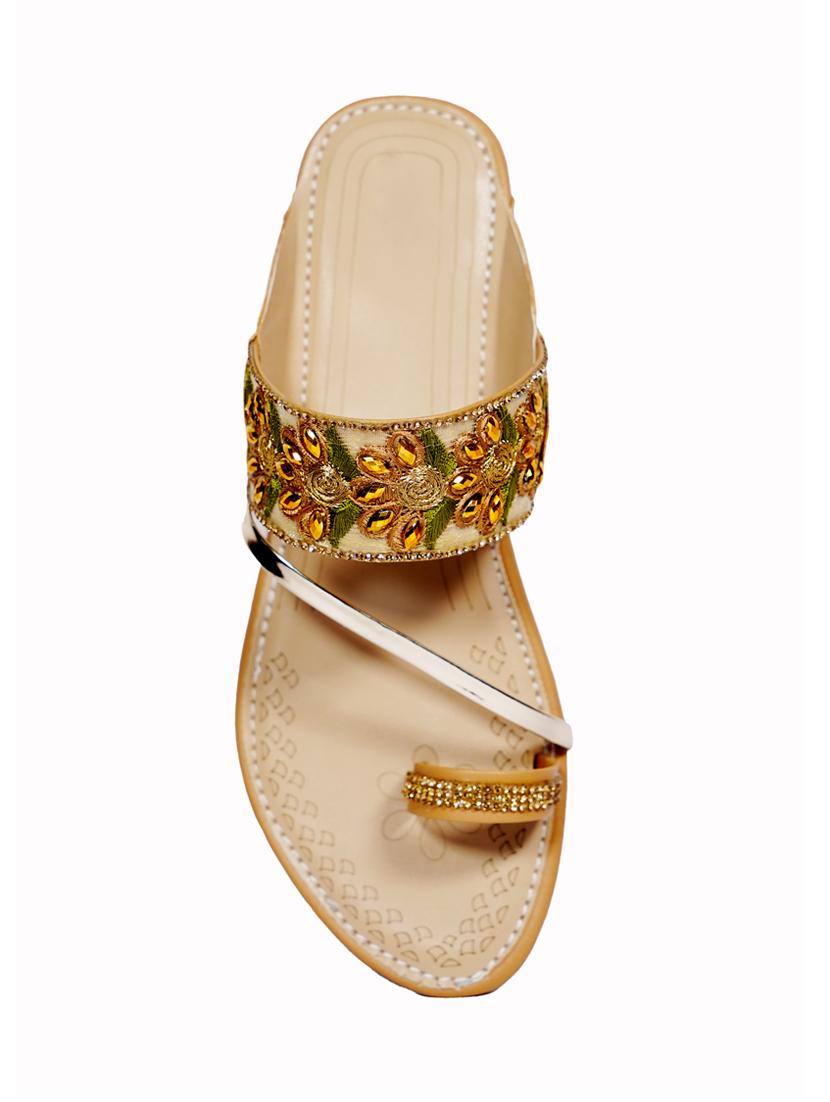 tan synthetic slip on sandals - 18111305 - Standard Image - 4