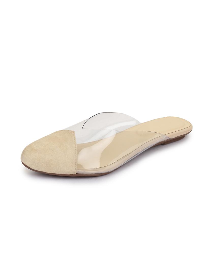 beige synthetic slip on sandals - 18111316 - Standard Image - 1