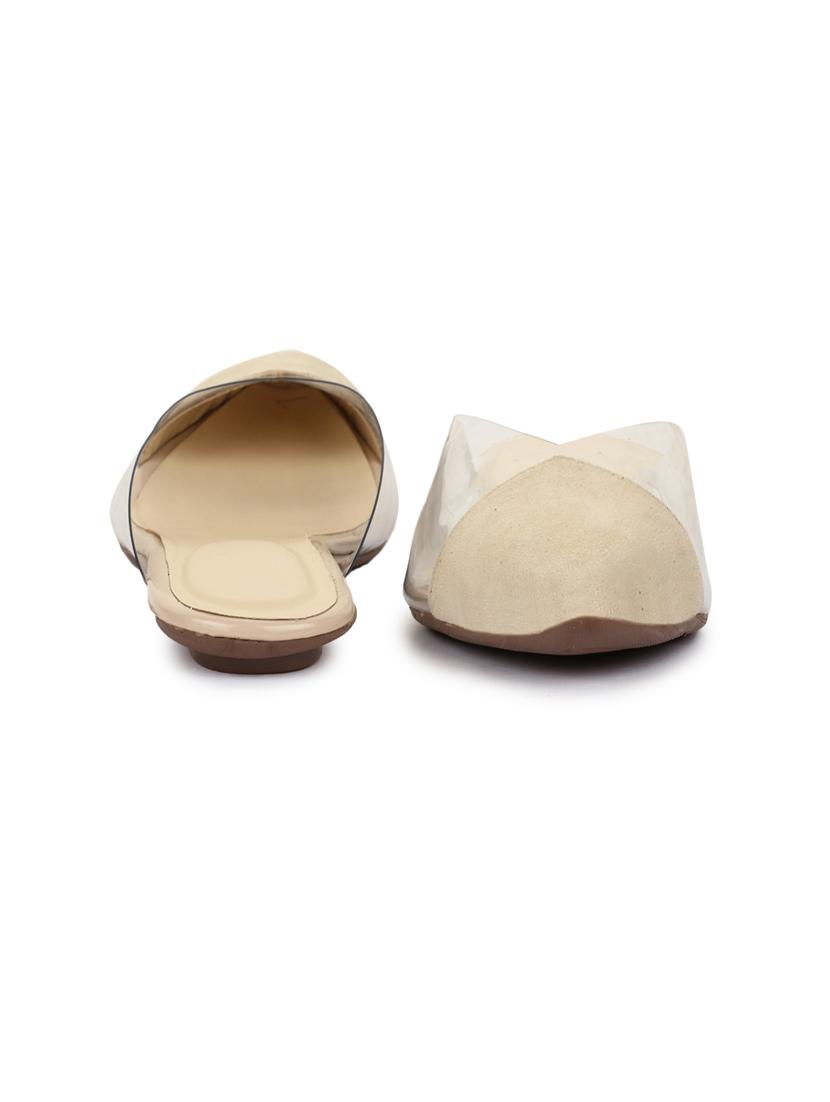 beige synthetic slip on sandals - 18111316 - Standard Image - 4