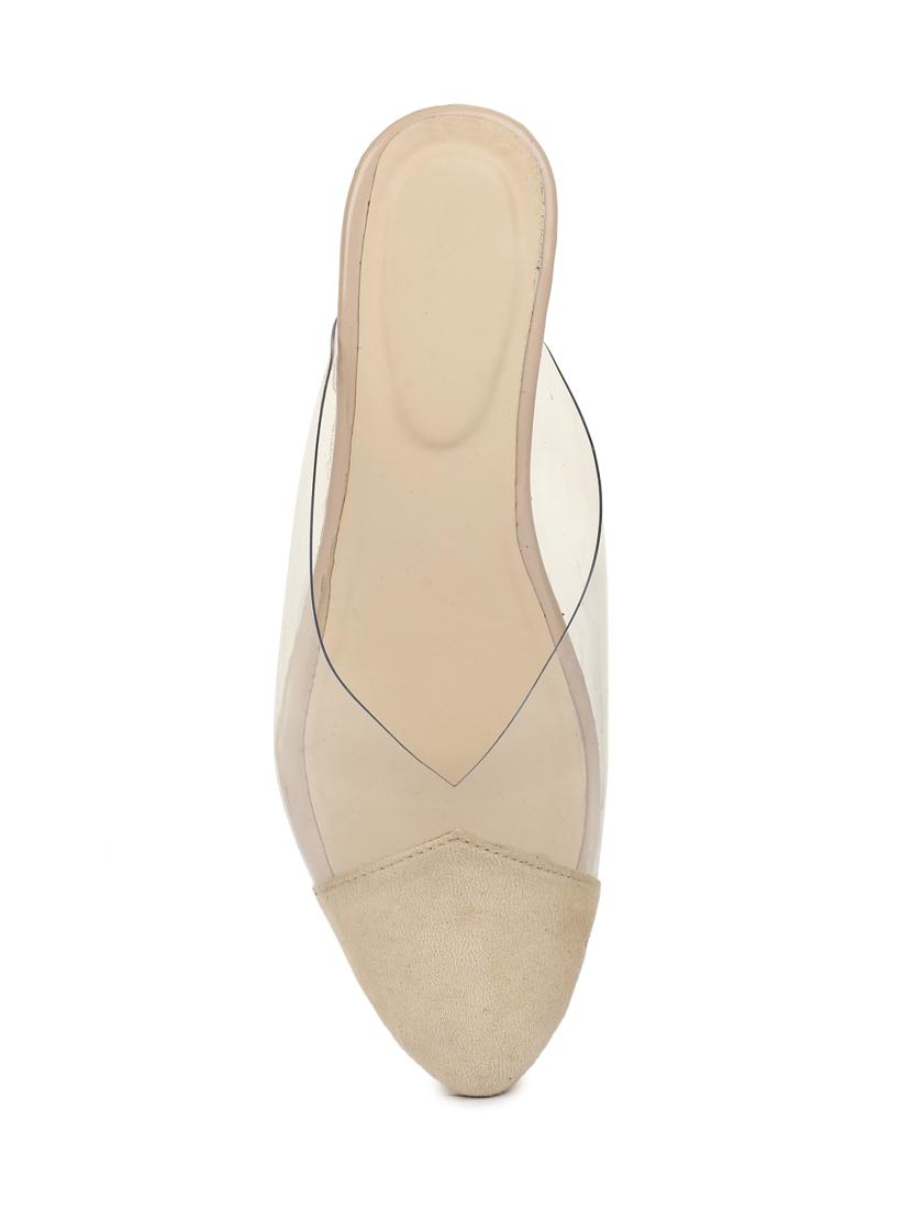 beige synthetic slip on sandals - 18111316 - Standard Image - 6