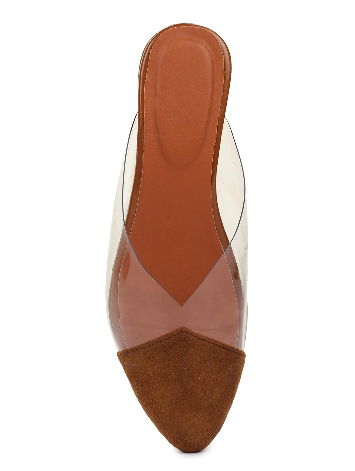 tan synthetic slip on sandals - 18111319 - Standard Image - 4
