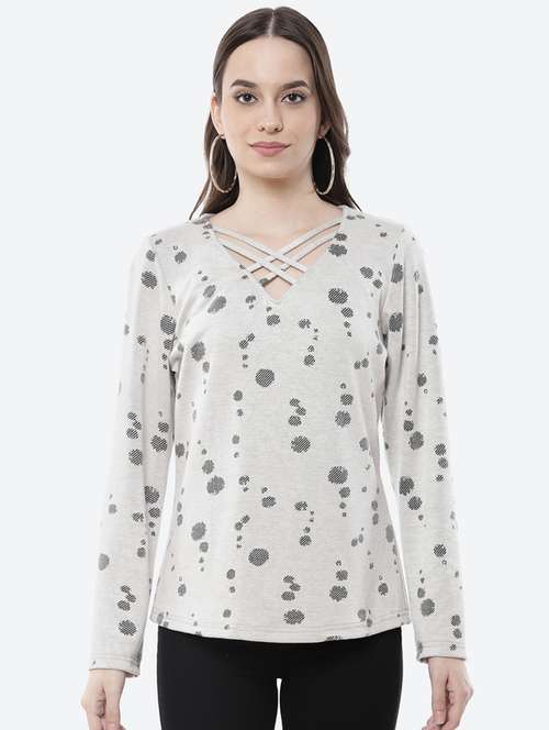 grey cotton blend straight top - 18111633 - Standard Image - 0