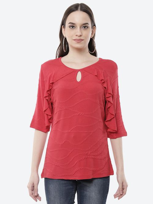 women's a line key hole neck top - 18111639 -  Standard Image - 0