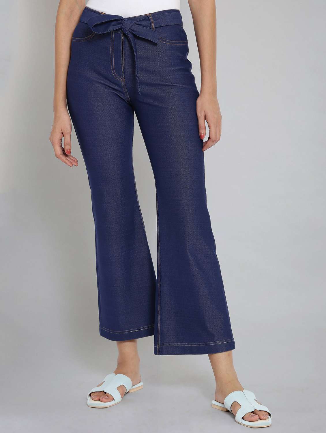high rise bootcut trousers
