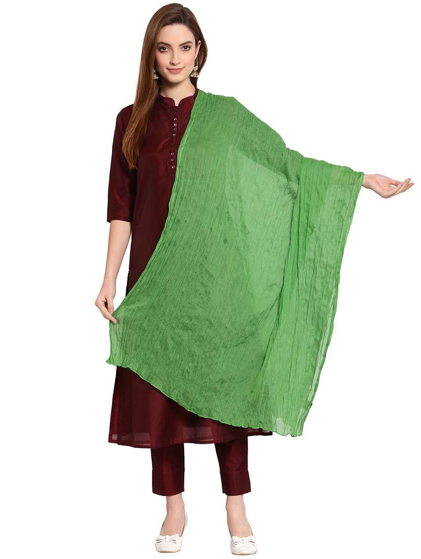 green cotton stole - 18112251 - Zoom Image - 0