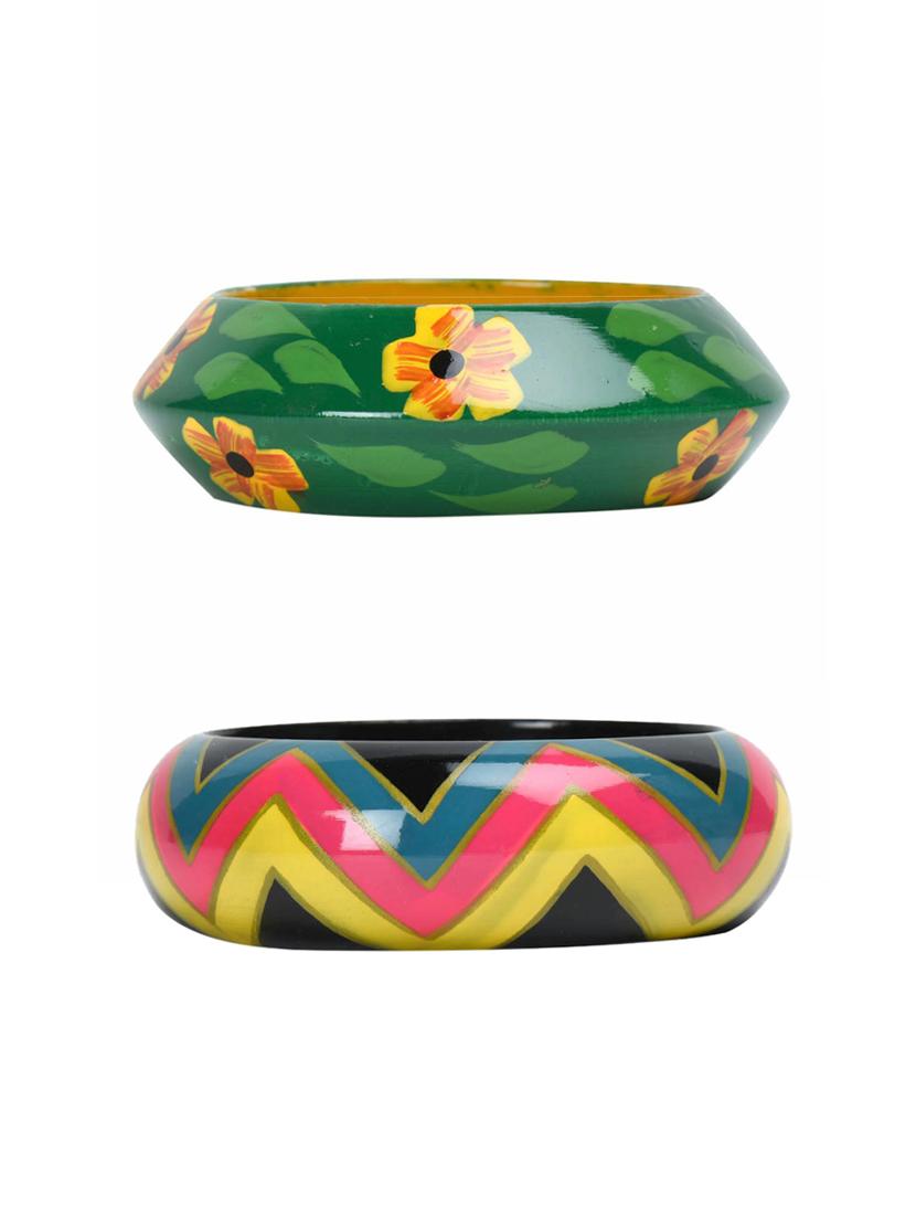 set of 3 multi colored wood bangle - 18112674 -  Zoom Image - 0