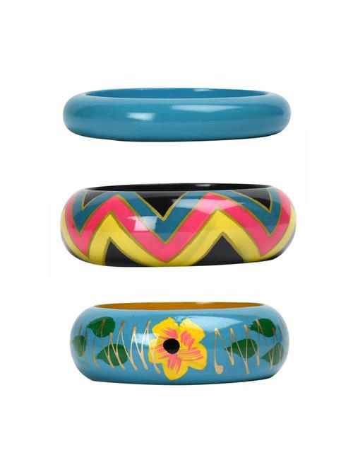 set of 3 multi colored wood bangle - 18112907 - Standard Image - 0