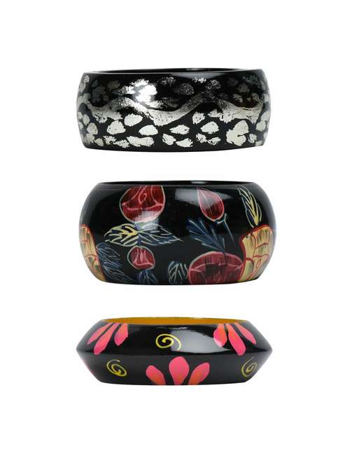 set of 3 multi colored wood bangle - 18112931 -  Standard Image - 0
