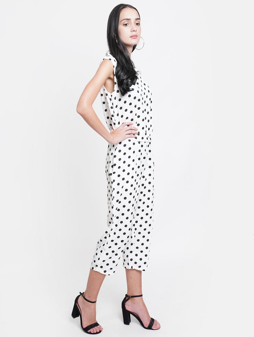 tie front polka dot jumpsuit - 18113047 - Standard Image - 1