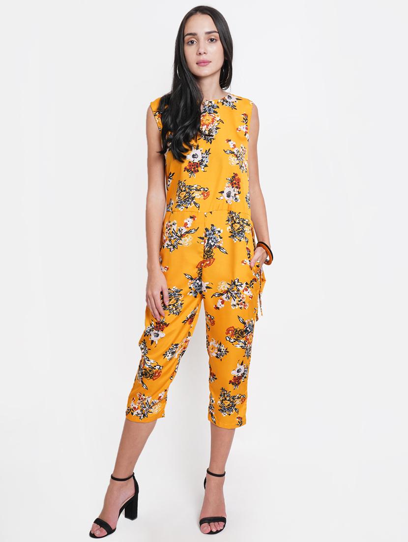 key hole neck floral  jumpsuit