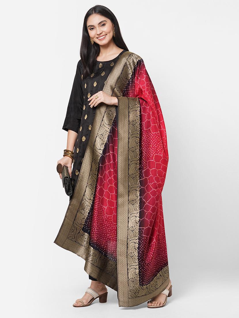 black printed unstitched suit set - 18113076 -  Standard Image - 1