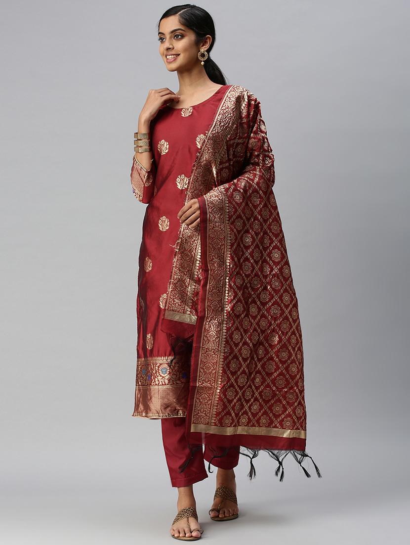 embroidered unstitched suit set - 18113086 - Standard Image - 1
