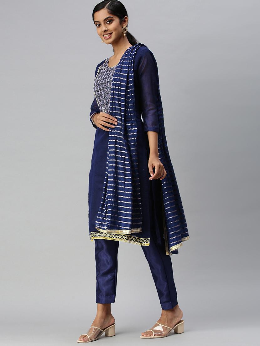 embroidered unstitched suit set - 18113094 - Standard Image - 1