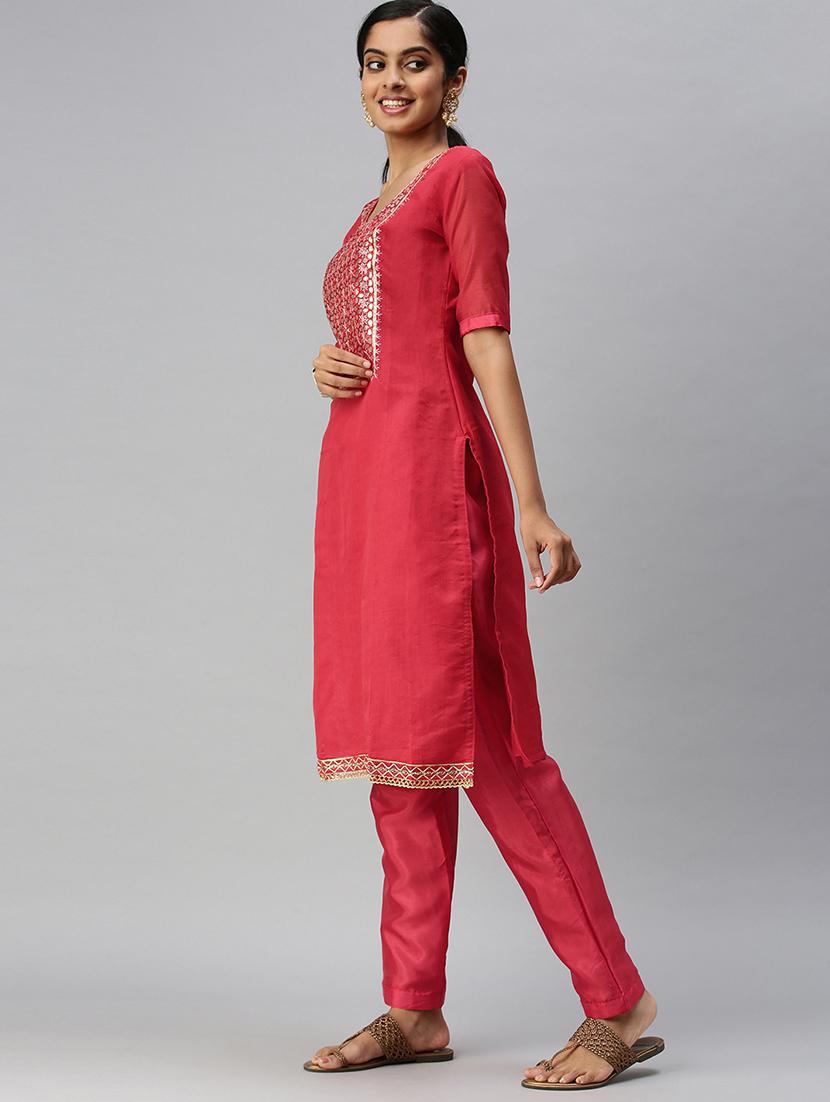 embroidered unstitched suit set - 18113096 -  Standard Image - 1
